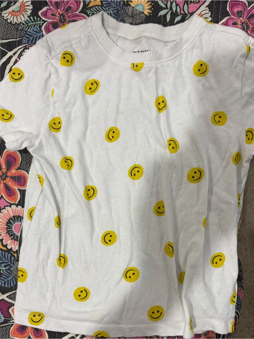 Old Navy Kids' Tee Bundle- White Tee with Yellow- Smiley Tee- Striped Tee